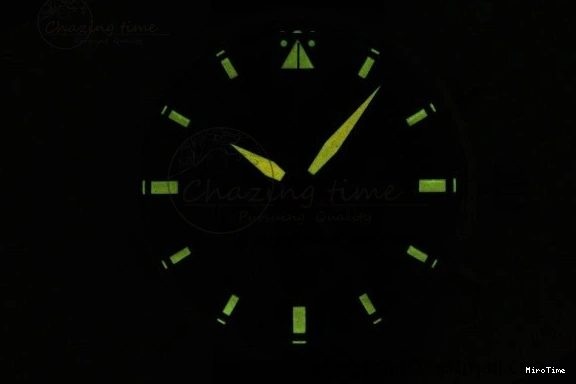 MIROTIME 0126 Pilot Chrono SS AZF 1:1 Best Edition Black Dial Orange Markers on Brown Leather Strap A EasyCare 7065